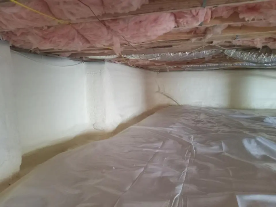 Crawl space encapsulation with closed-cell spray foam for Attic Insulation in North East